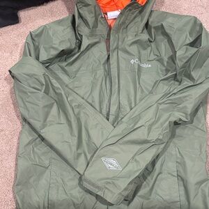 Columbia Olive Green Outdoor Jacket with Orange Accents